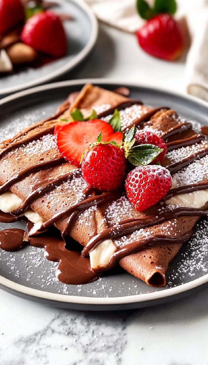 Chocolate Crepes with Strawberries