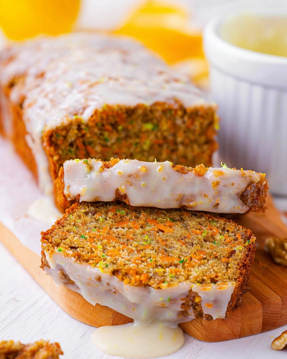 Carrot Zucchini Bread with Lemon Glaze