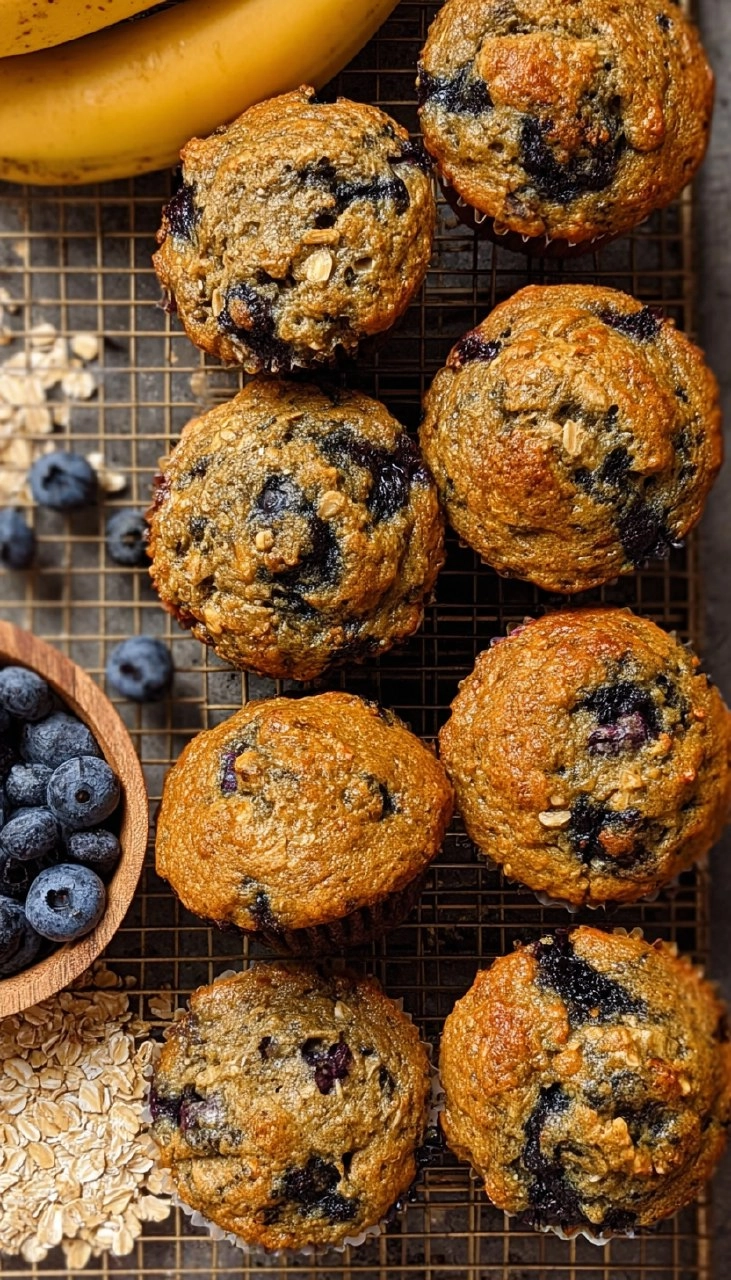 Banana Blueberry Oatmeal Muffins