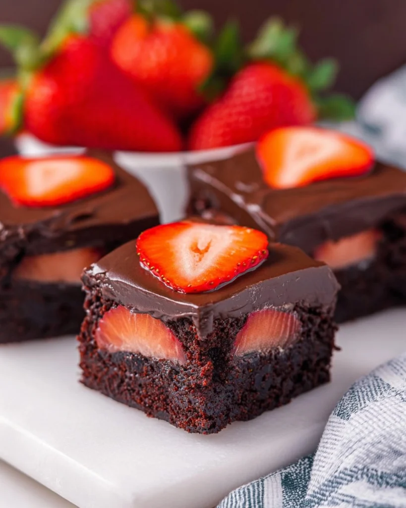 Brownies-with-Whipped-Chocolate-Frosting-and-Strawberries-Recipe