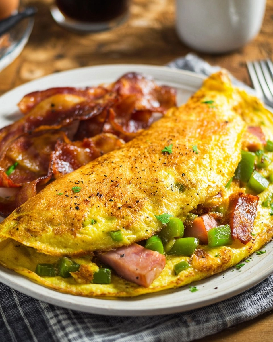 Homemade Omelette with Ham and Veggies
