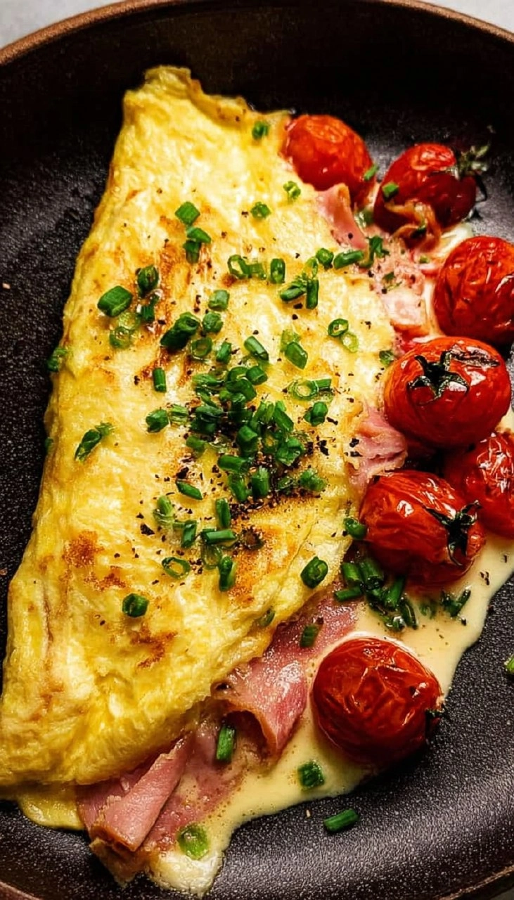 Homemade Omelette with Ham and Veggies