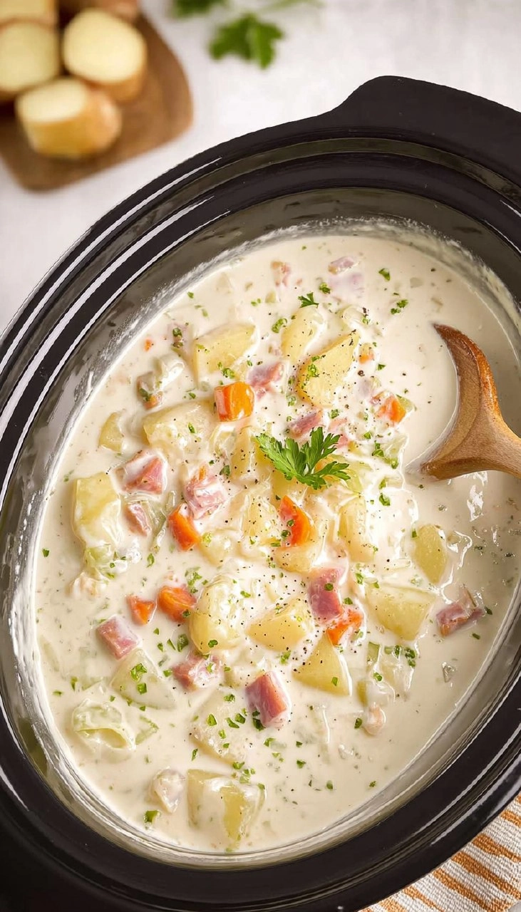 Slow Cooker Ham and Potato Soup