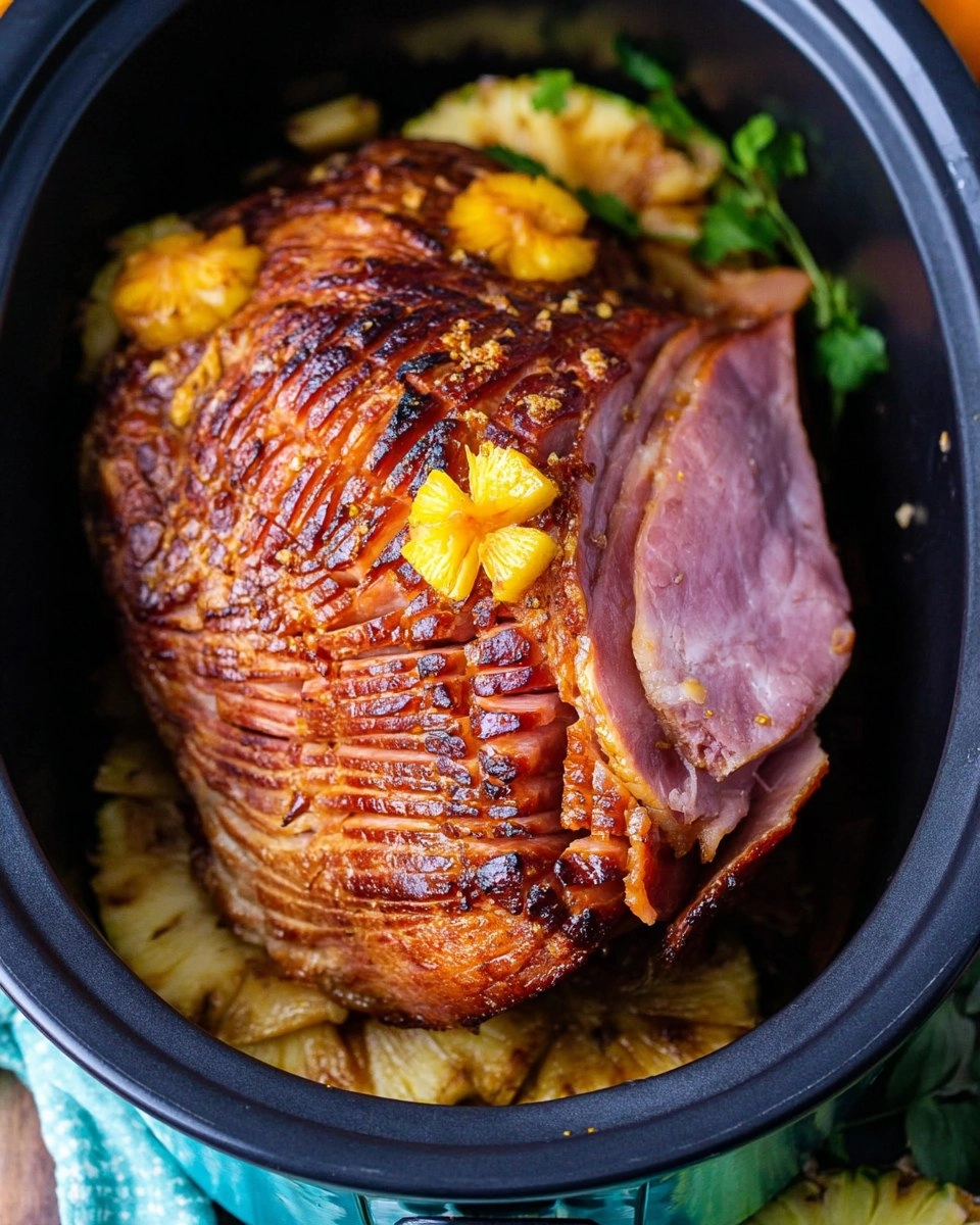 Slow Cooker Pineapple Ham with Brown Sugar Glaze