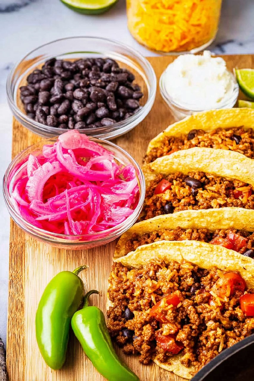 Ground Beef Tacos with Pickled Red Onion 115 Ground Beef Tacos with Pickled Red Onion